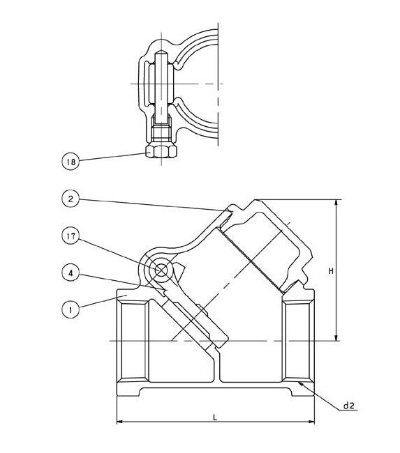 Class 125 Bronze Y-Pattern Swing Disc Check Valve - 2 Inches - Image 1