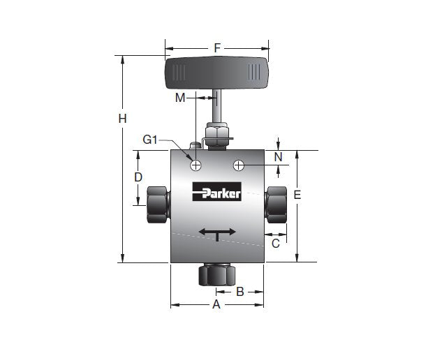 Parker MAN Series 3-Way/1 On-Pressure Valve with MPI™ Connection - Image 2