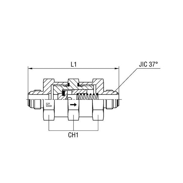 DIN Hydraulic Equal Non Return Valve - O-ring Body - Image 1