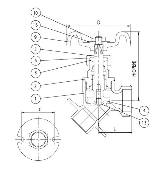 Brass Angle Sillcock with No Kink Valve 125 PSI, 1/2 inches - Image 2