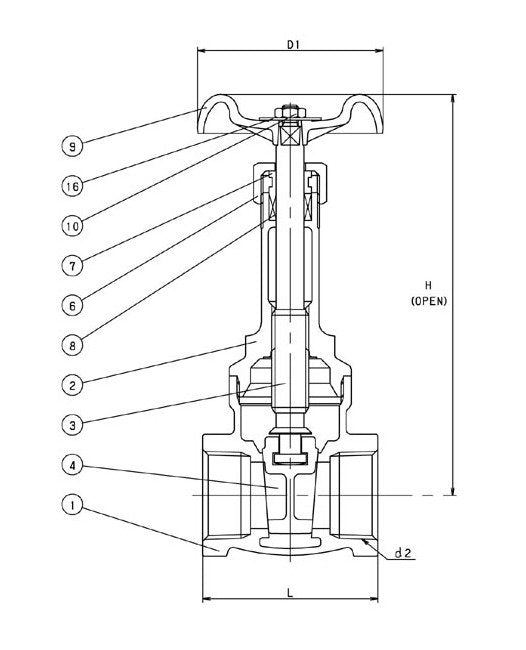 Bronze Gate Valve Class 150 - Threaded Ends - Image 1