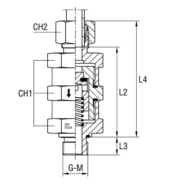 Male Stud Non Return Valve with Elastomer Seal - BSP Parallel - Image 2