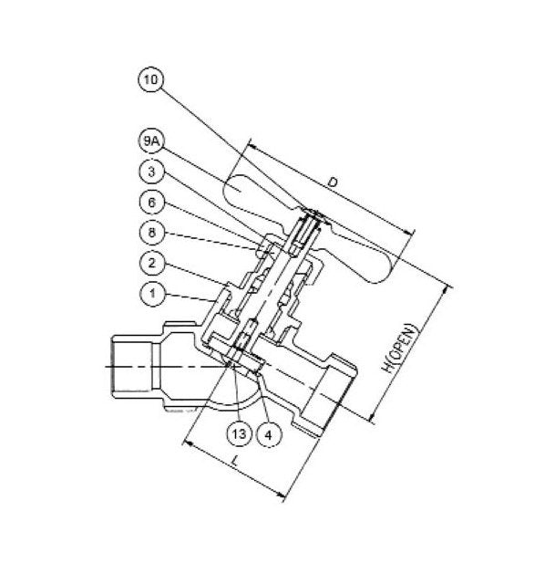 Brass Angle Sillcock with No Kink Valve 125 PSI - 3/4 inches - Image 2
