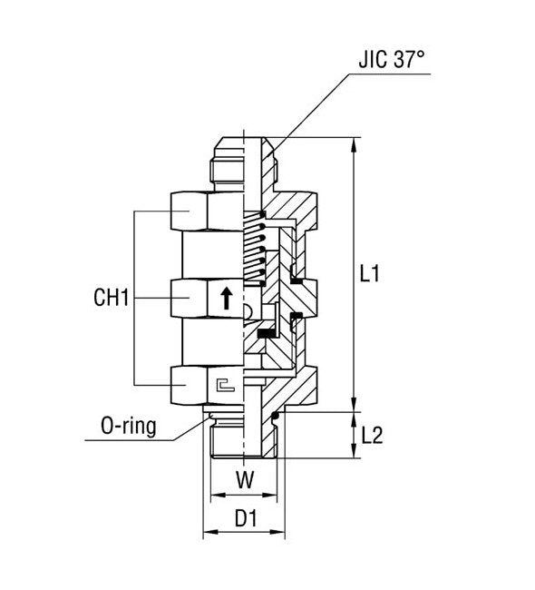 Stainless Steel Male Stud Non Return Valve UNF/UN-2A - Standard Body - Image 1