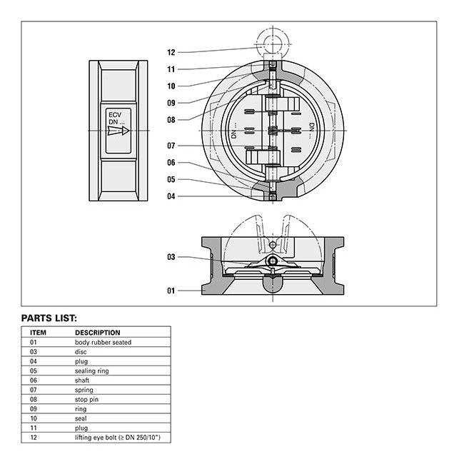 Series ECV Flangeless Wafer Check Valve - Institutional Grade - Image 3