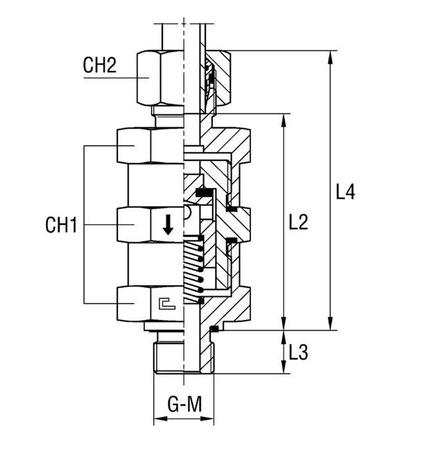 Hydraulic Check Valve Male Stud BSP Parallel - Equipped B4 Ring - Image 2