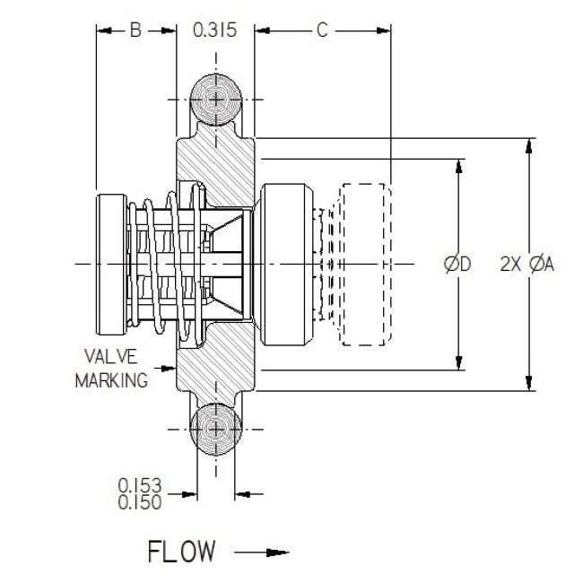 25mm VI Style Vacuum Flange Insert Check Valve - 3.50 psi Crack Pressure - Image 2