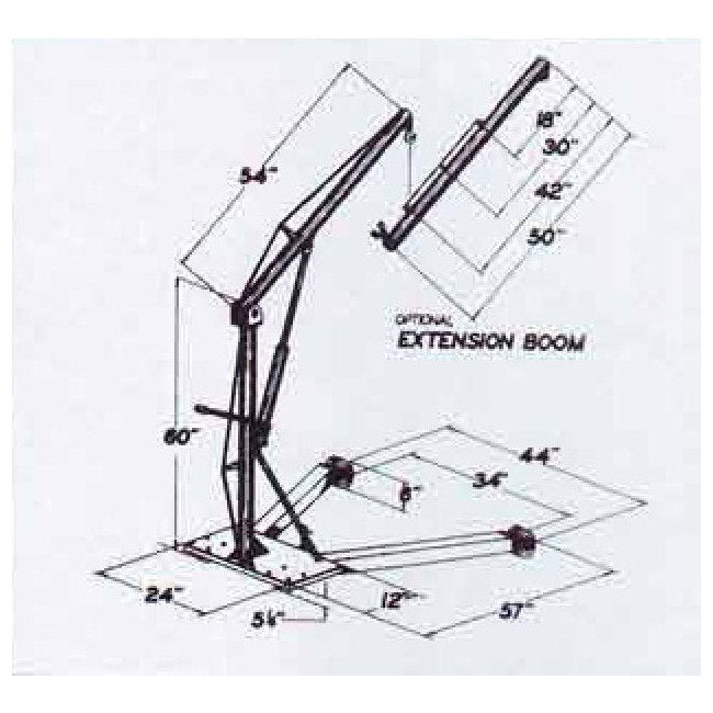 V-Master Mobile Hydraulic Floor Cranes - 1000 lb Capacity, 8 ft Lift Height - Image 2