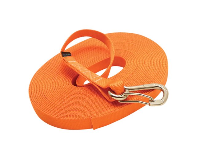 Orange Nylon Webbing Jackline with Stainless Steel Clip - Image 1