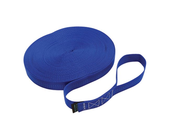 Blue Nylon Tubular Webbing Single Jackline with Loop - 55 ft - Image 1