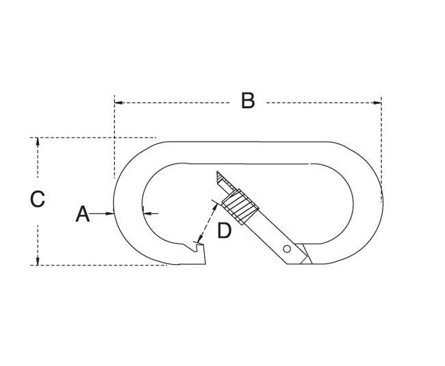 Stainless Steel Oval Snap Hook with Screw Nut - Type 316 SS T316 - 5/16" - Image 2