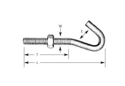 Zinc Chromate Machine Thread Screw Hooks with Hex Nut - Image 1