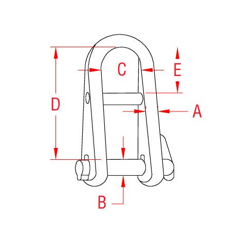 316 Stainless Steel Halyard Shackle with Key Pin, Size A 1/4 inch - Image 2
