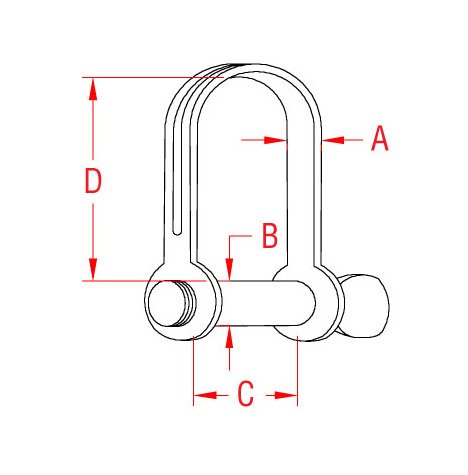 304 Stainless Steel Stamped D Shackle with Screw Pin - 5/16-Inch Size A - Image 2