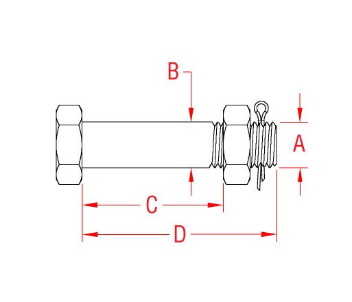 1 Inch 316-NM Stainless Steel Shackle Bolt - Image 2