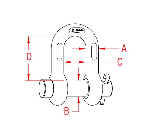 316-NM Stainless Steel Chain Shackle 3/8" Size A with Oversized Round Pin - Image 2
