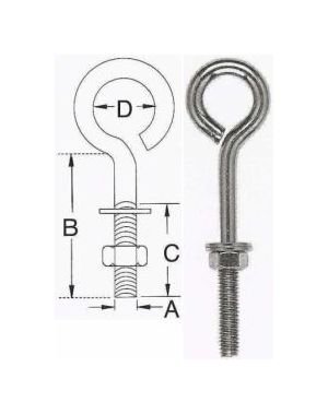 Stainless Steel T316 Plain Eye Bolt - Image 1