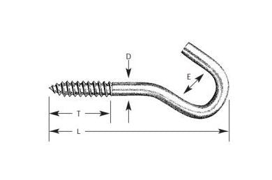 Heavy-Duty Screw Hooks with Lag Screw Thread - Image 1