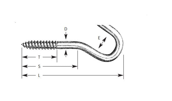 Stainless Steel Lag Thread Screw Hooks - Lexco Cable Manufacturing - Image 1