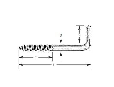 Square Bend Screw Hooks - Lexco Cable Manufacturing W908 - Image 1