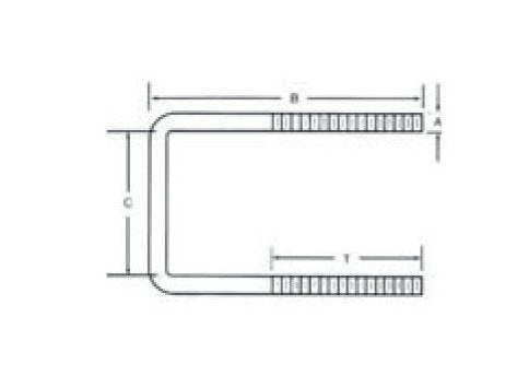Type 304 Stainless Steel Square Bend U-Bolts - 3/8" - 16 Thread - Image 2