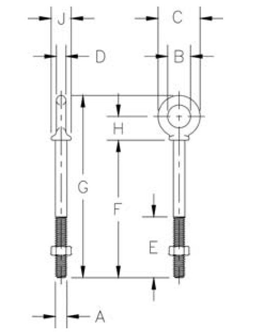 HDG Shoulder Nut Eye Bolts - 1/2 x 2 - Image 2