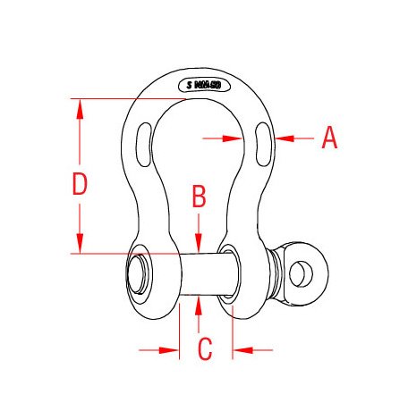 5/8 Inch 316-NM Stainless Steel US Anchor Shackle with Oversized Screw Pin - Image 2