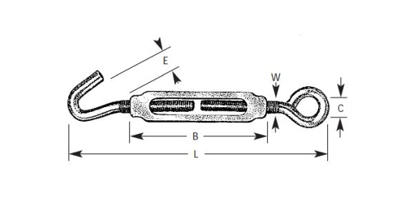 Aluminum Turnbuckles with Zinc Chromate Steel Hook and Eye - Image 1
