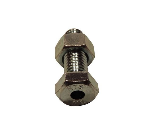 Hex Head Cap Bolt 1/2-13 x 1-1/4 with 1/4" Thru Hole, Zinc Plated - Image 1