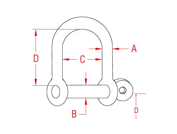 316 Stainless Steel Wide D Shackle with Screw Pin, 5/16" - Image 2