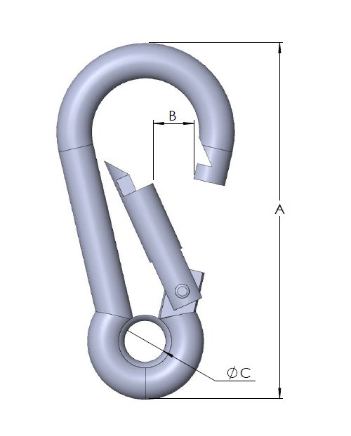 Stainless Steel Carabiner Snap Hooks with Eyelet - Type 316, 11/32" - Image 1