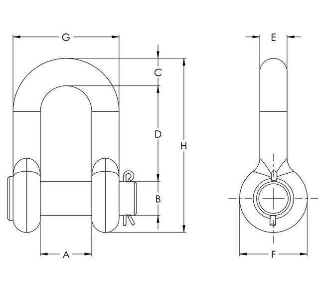 7/16" Hot Dip Galvanized Chain Shackles - Federal Spec RR-C-271D - Image 2