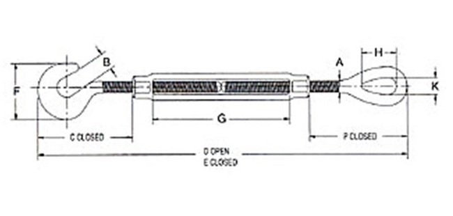 Galvanized Drop Forged Turnbuckles Hook & Eye - Image 2
