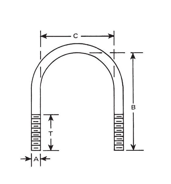 Lexco Round Bend U-Bolts - Aluminum Coated 3/8"-16 for 1" Pipe - Image 1