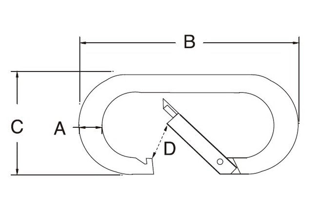 Stainless Steel Oval Snap Hook - SS T316, 1/4" - Image 2