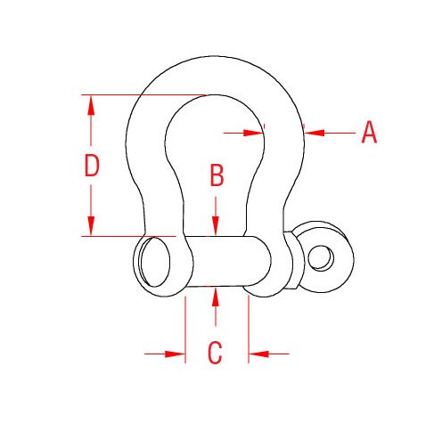 5/32 Inch 316 Stainless Steel Bow Shackle with Screw Pin - Image 2