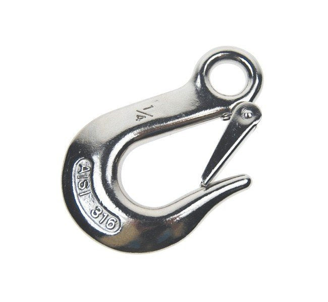 Stainless Steel Eye Slip Hook with Safety Latch - T316 Grade - Image 1