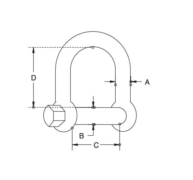 Stainless Steel Screw Pin D Shackle - Square Head - Image 2