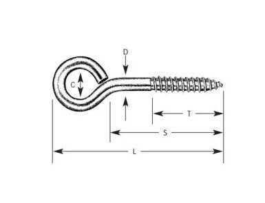 Lexco Cable Manufacturing Lag Screw Thread Eye Bolts 1/4" - Image 1