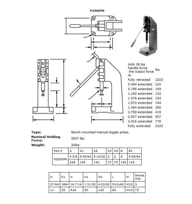 Heavy-Duty Bench Mounted Manual Toggle Press - Image 1