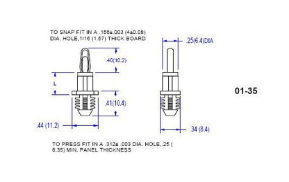 35 Series PCB Support with .156 Board Hole & .312 Chassis Hole - Image 2