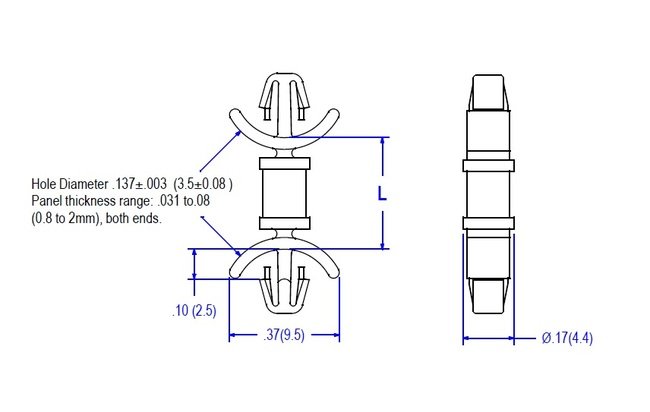 Dual Locking Board Support .137" Hole Nylon 66 UL94V-2 - Image 2