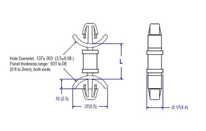 Dual Locking Board Support .137" Hole Nylon 66 UL94V-2 - Image 2
