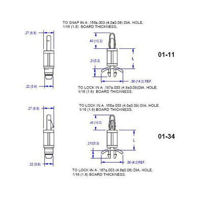 Nylon Circuit Board Supports: .156 Board Hole x .187 Chassis Hole - Image 2