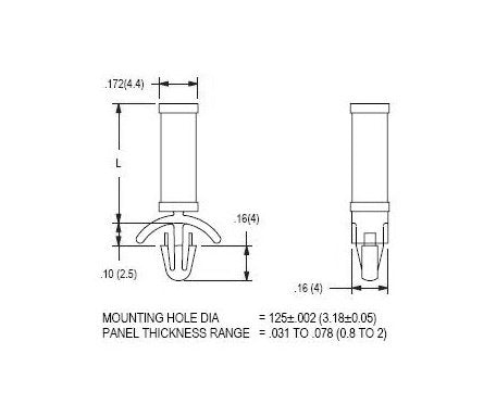53 Series Flat Board Side x .125 Chassis Hole Circuit Board Support - Image 2