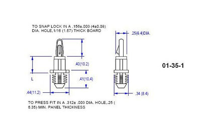 Locking Top Circuit Board Support for .062 Thick PCB x .250 Chassis Hole - 35-1 Series - Image 2