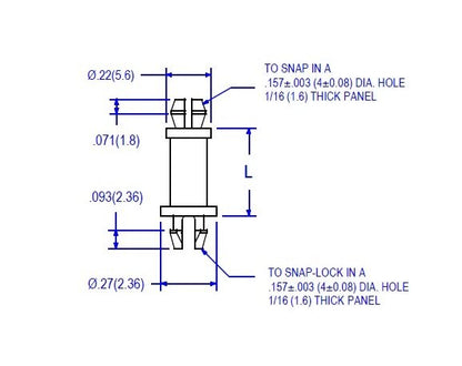 Nylon 72 Series PCB Support .157 Board Hole x .157 Chassis Side - Image 2