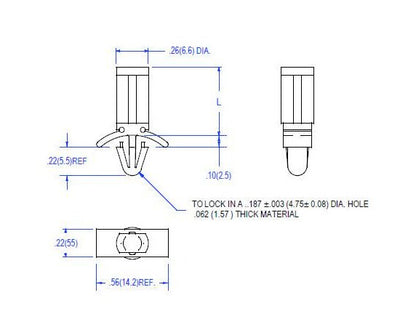 04A Series Circuit Board Supports with Flat Board Side and .187 Chassis Hole - Image 2