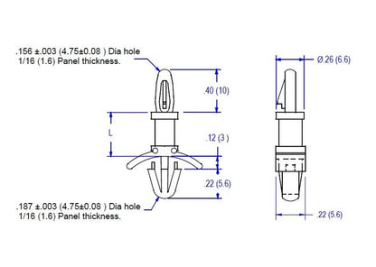 19A Series Circuit Board Support .156 Board Hole x .187 Chassis Hole - Image 2
