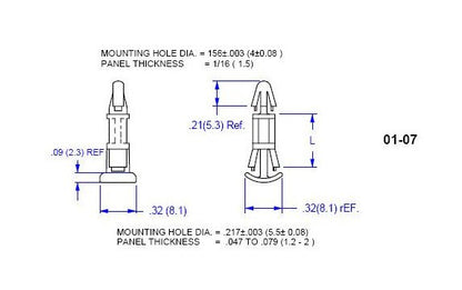 07 Series Nylon PCB Support (.157 Board Hole x .217 Chassis Hole) - Image 2